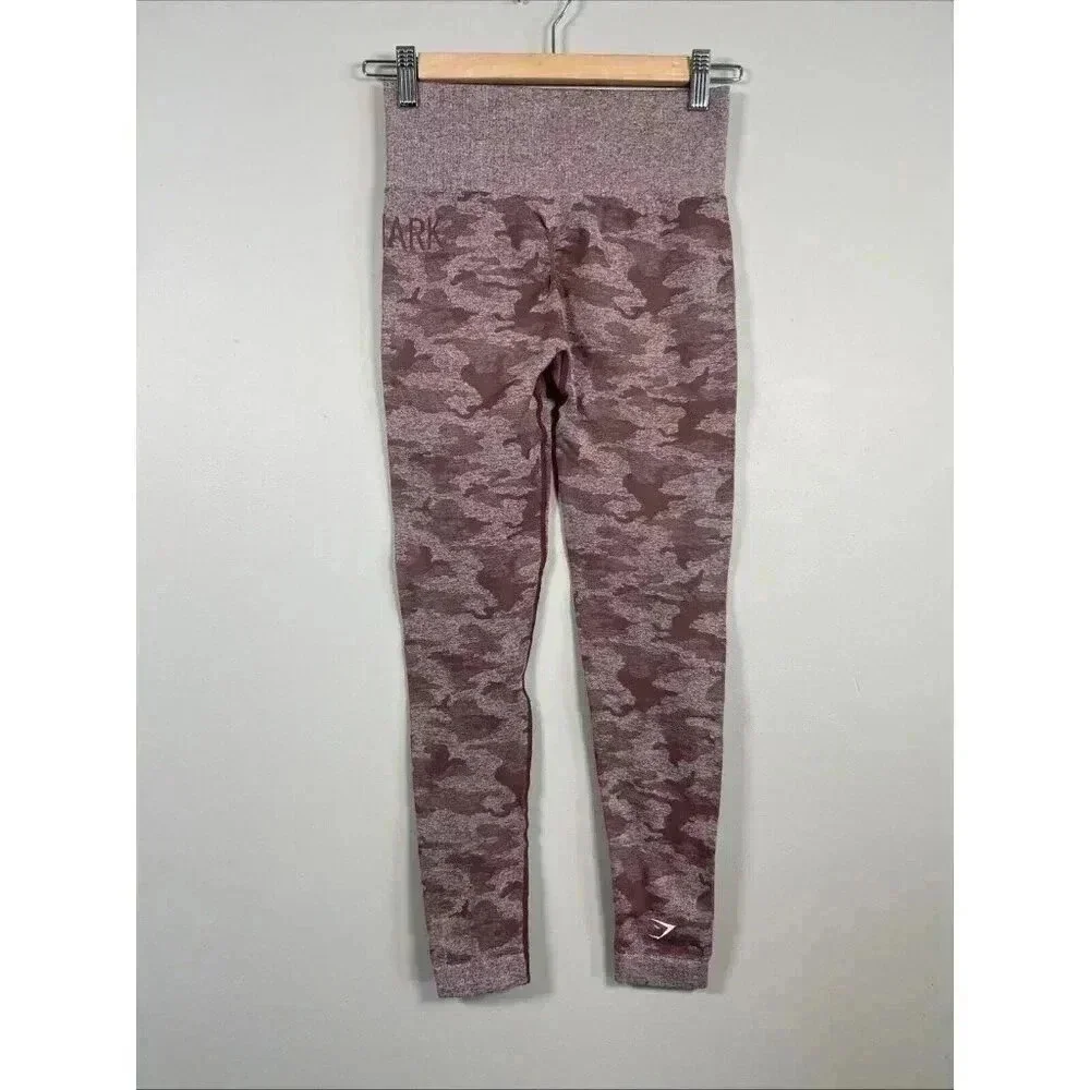 Gymshark Camo‎ Adapt Seamless High Rise Leggings Gym Workout Sz S Burgundy Yoga